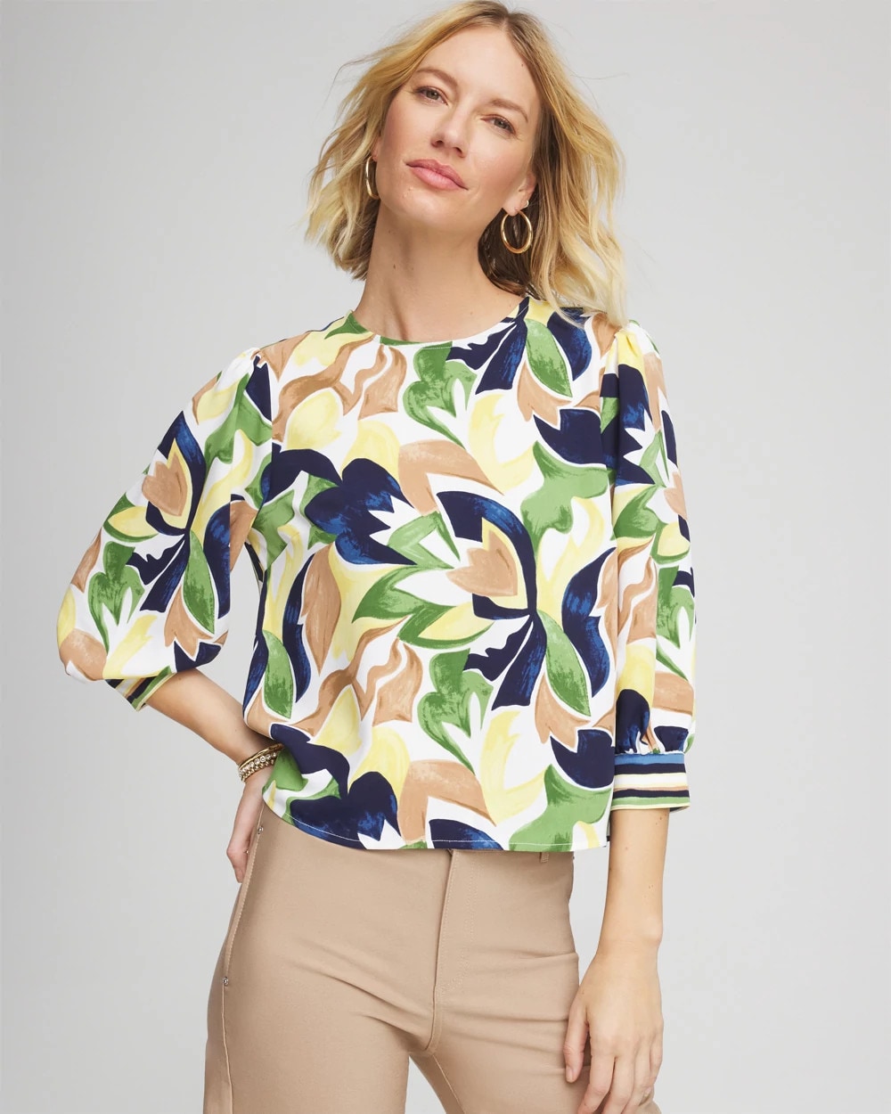 Panna Cotta Mod Blooms Matte Satin Pullover
