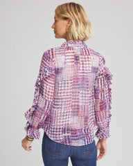 Gooseberry Gingham-Print Georgette Blouse