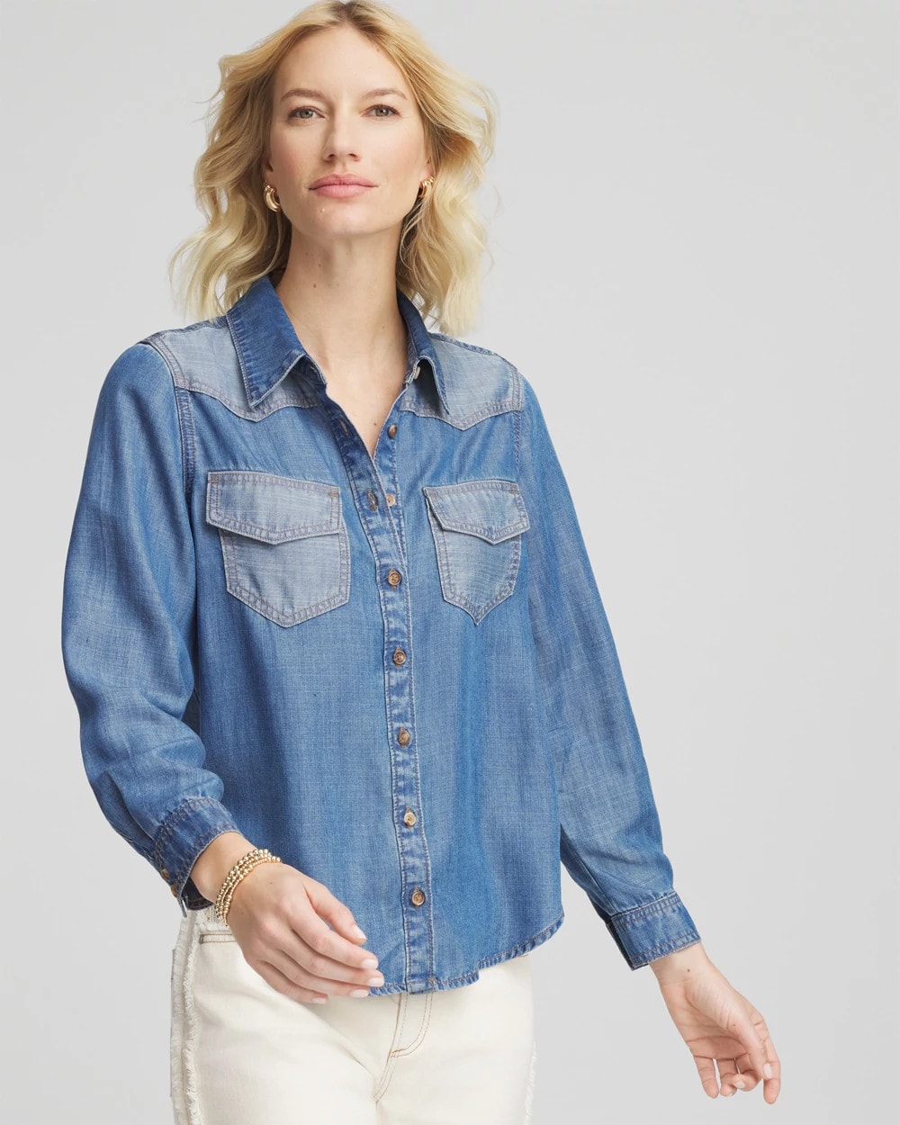 Bailey Indigo Tencel™ Colorblock Classic-Fit Shirt