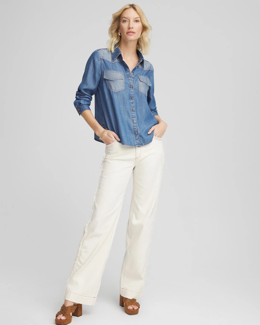 Bailey Indigo Tencel™ Colorblock Classic-Fit Shirt