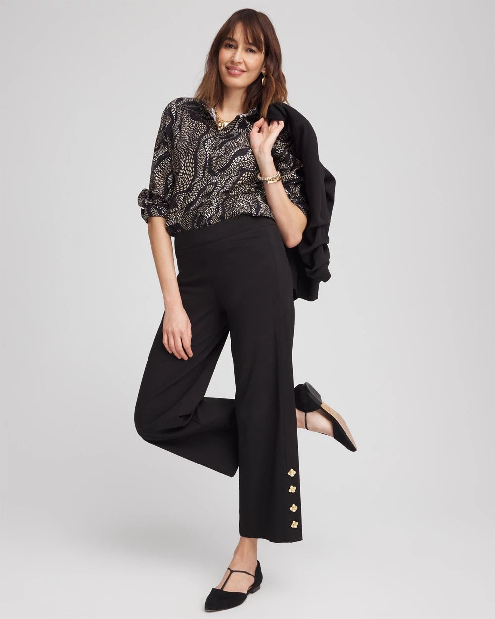 Black No Iron™ Sateen Swirls Print Shirt