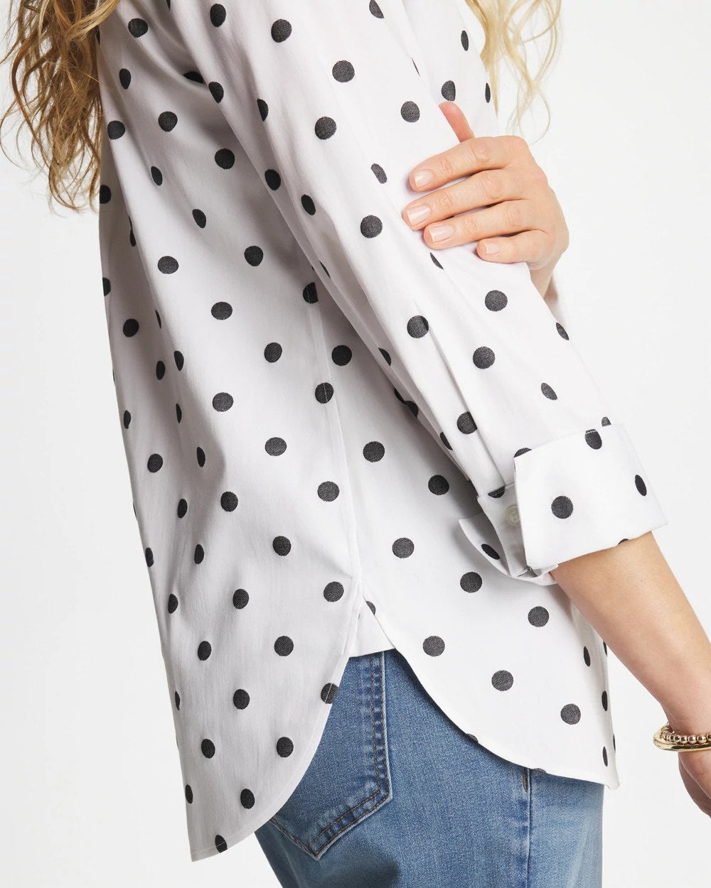 Optic White No Iron™ Stretch Perfect Dots Shirt