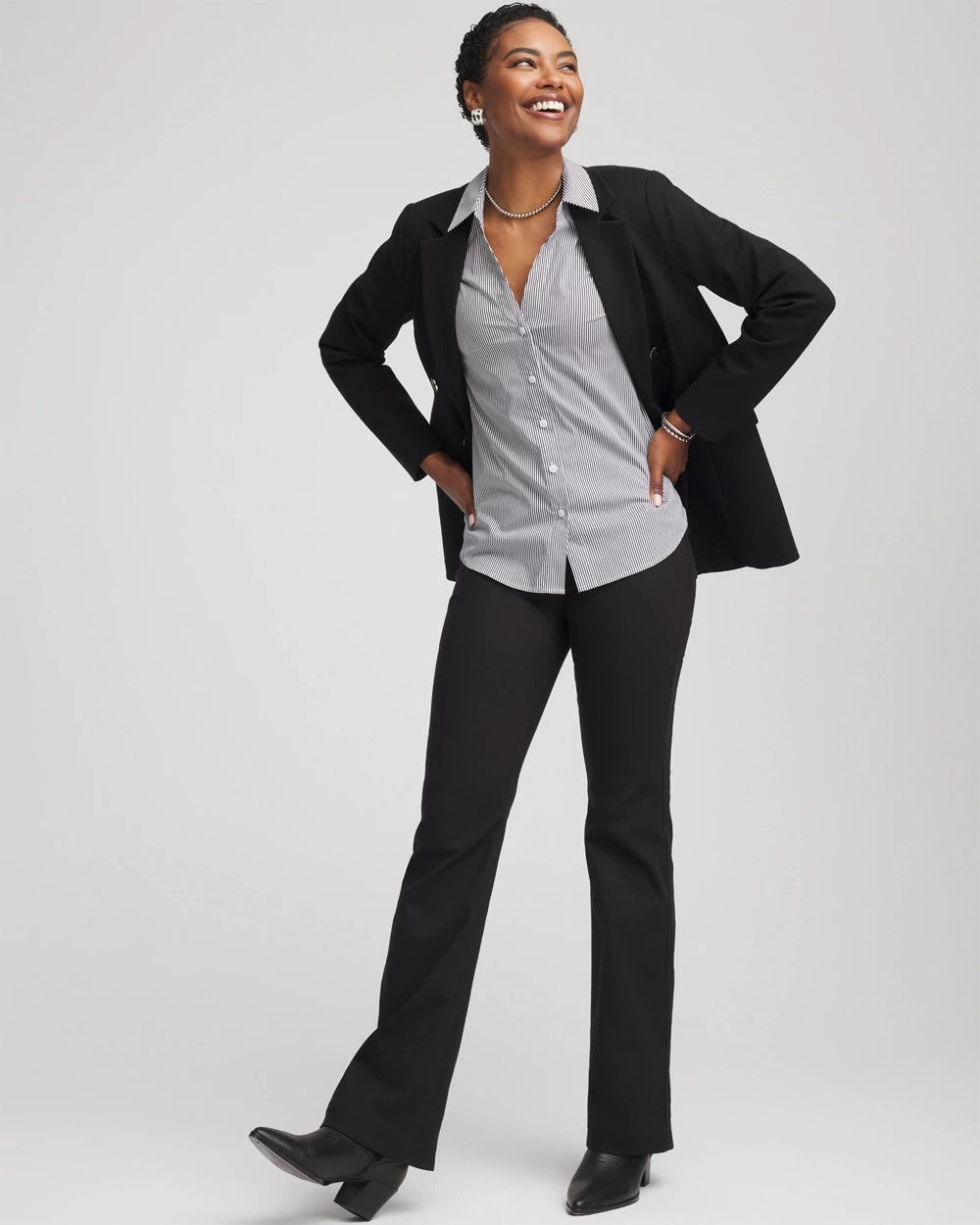 Black Poplin Stripe Shirt