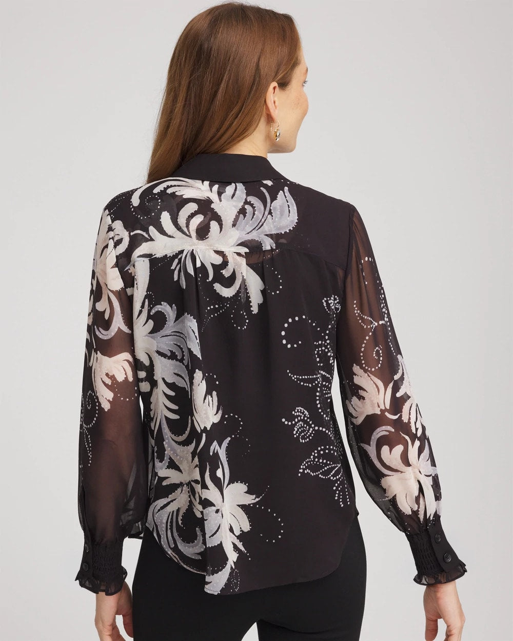 Black Georgette Flow Print Blouse