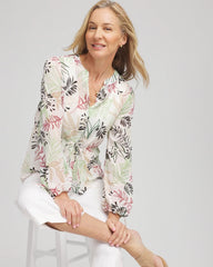 Cafe Aroma Drawstring Crinkle Chiffon Blouse