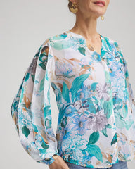 Paradiso Blue Georgette Billow Sleeved Blouse