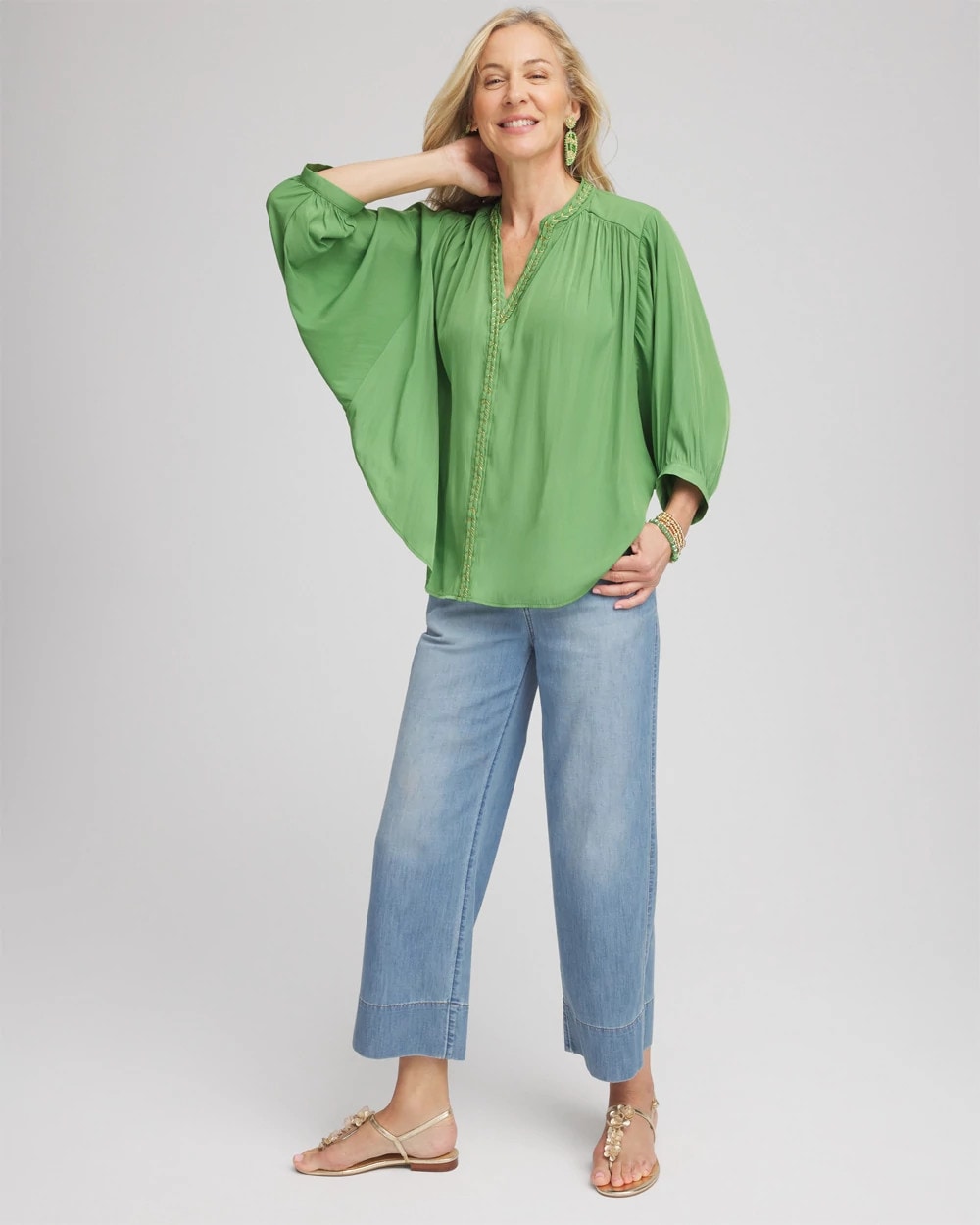 Salted Lime Braided Batwing Blouse