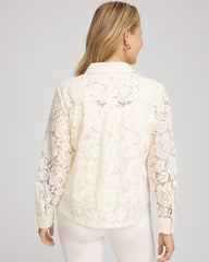 English Cream Classic-Fit Collared Lace Shirt
