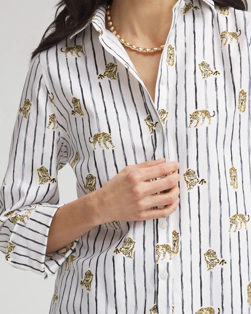 Optic White No Iron™ Leopard Graphic Shirt
