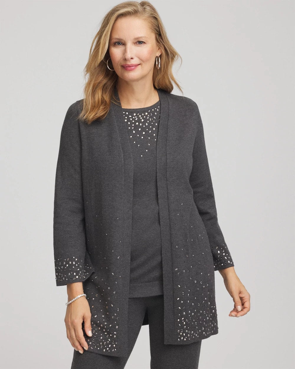 Graphite Gray Travelers™ Rhinestone Cardigan