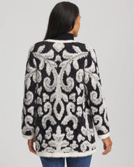Black Abstract Fuzzy Cardigan