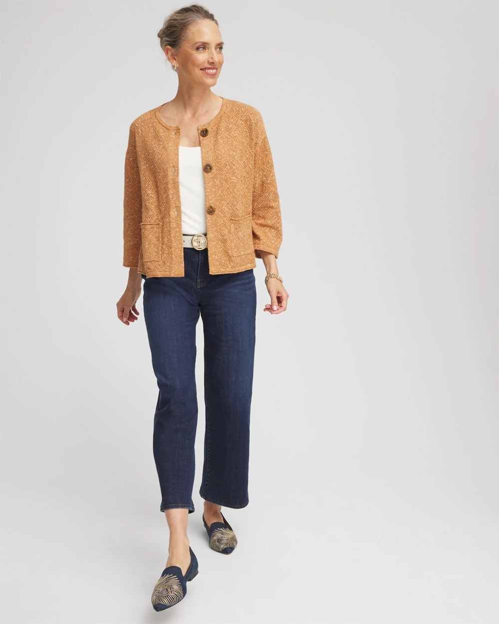 Burnt Sienna Tweed Cropped Sweater