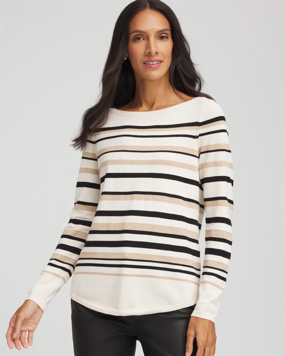 English Cream Ella Stripe Boatneck Sweater