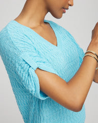 Paradiso Blue Sequin V-Neck Pullover Sweater