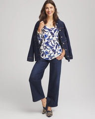 Ecru Ella V-Neck Blue-Petals Pullover Sweater