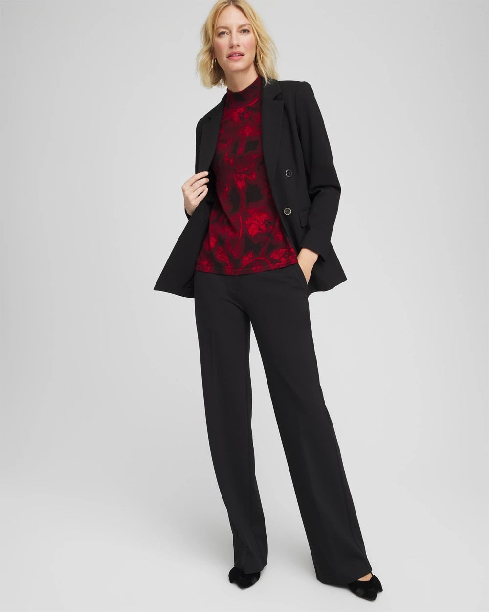 Carmine Red Ella Printed Mockneck Sweater