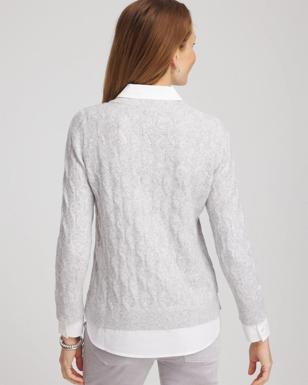Classic Gray Classic Built-In Shirt Knit Sweater
