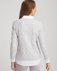 Classic Gray Classic Built-In Shirt Knit Sweater