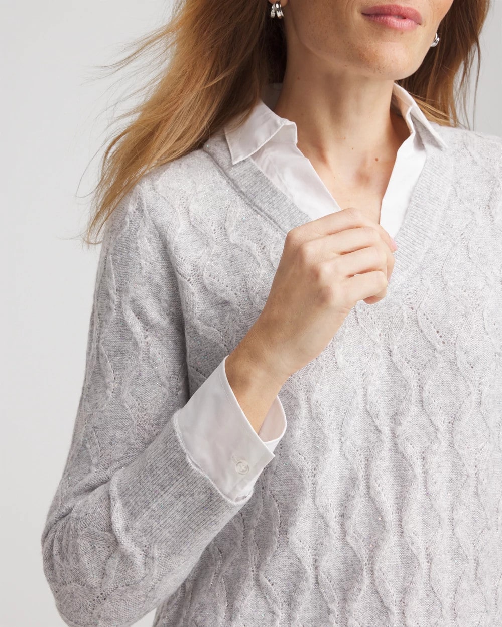 Classic Gray Classic Built-In Shirt Knit Sweater