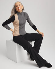 Black Ella Colorblock Intarsia Turtleneck Sweater