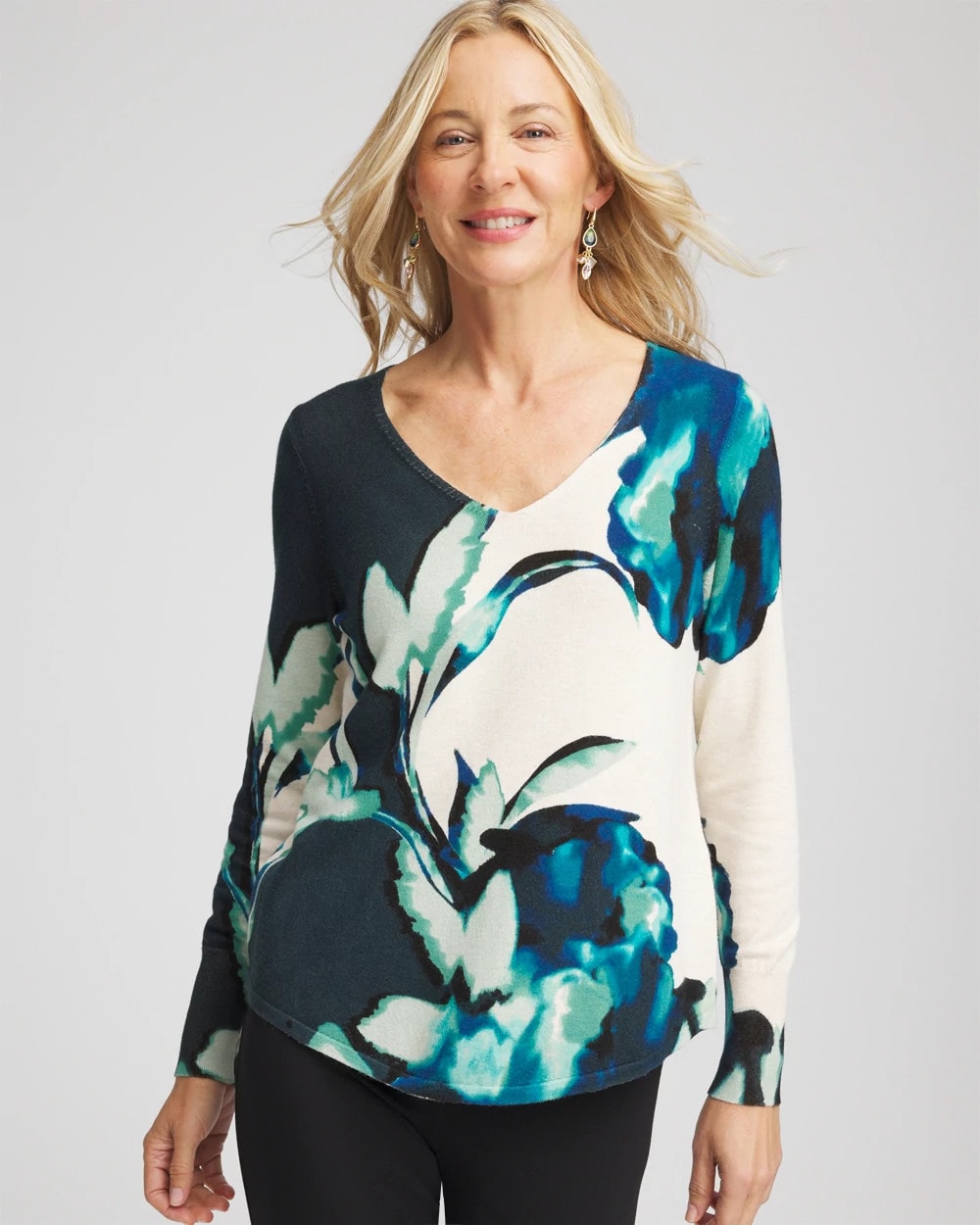 Teal Shadow Ella Glacier V-Neck Pullover