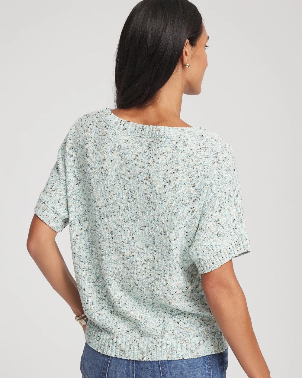 Blue Menthe Textured Dolman Pullover Sweater