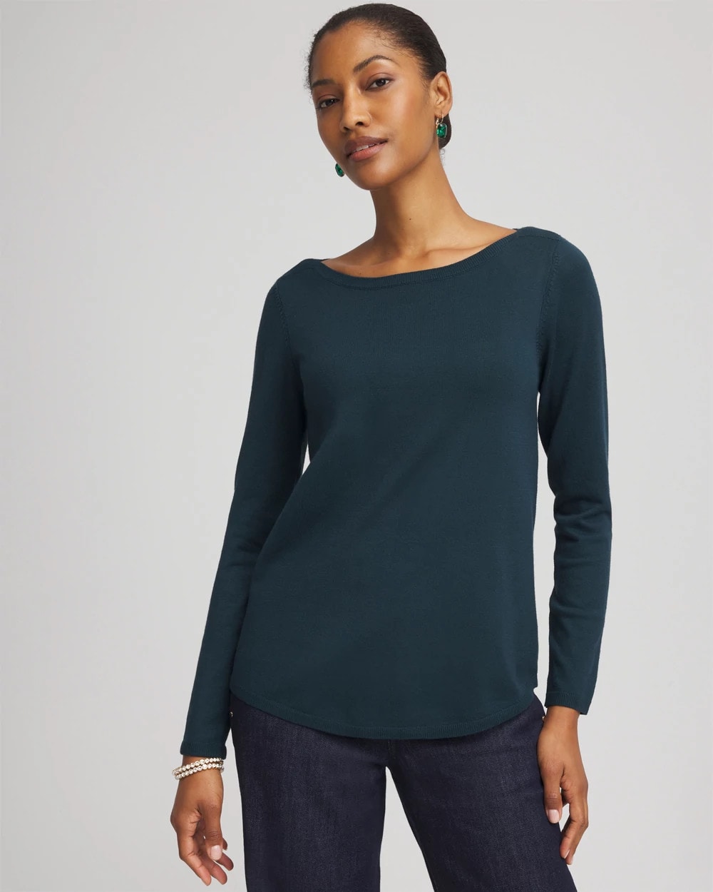 Teal Shadow Ella Boatneck Sweater