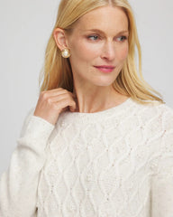 English Cream Embellished Cable Knit Sweater
