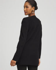Black Button-Down Crewneck Coatigan