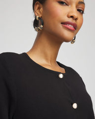 Black Button-Down Crewneck Coatigan