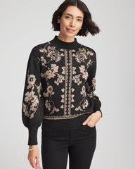 Black Bryne Jacquard Mockneck Pullover