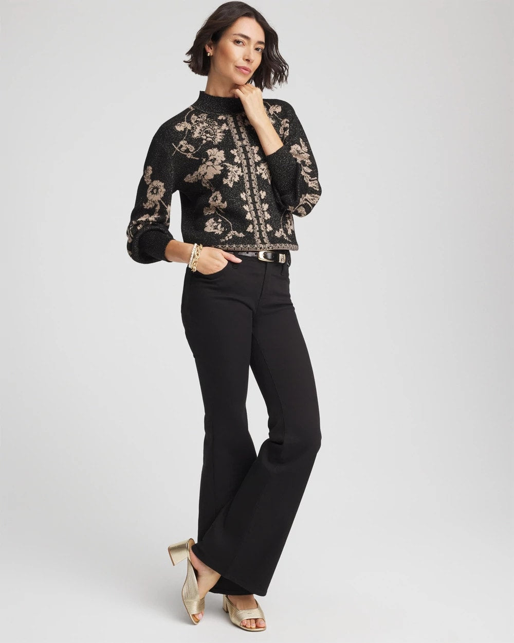 Black Bryne Jacquard Mockneck Pullover