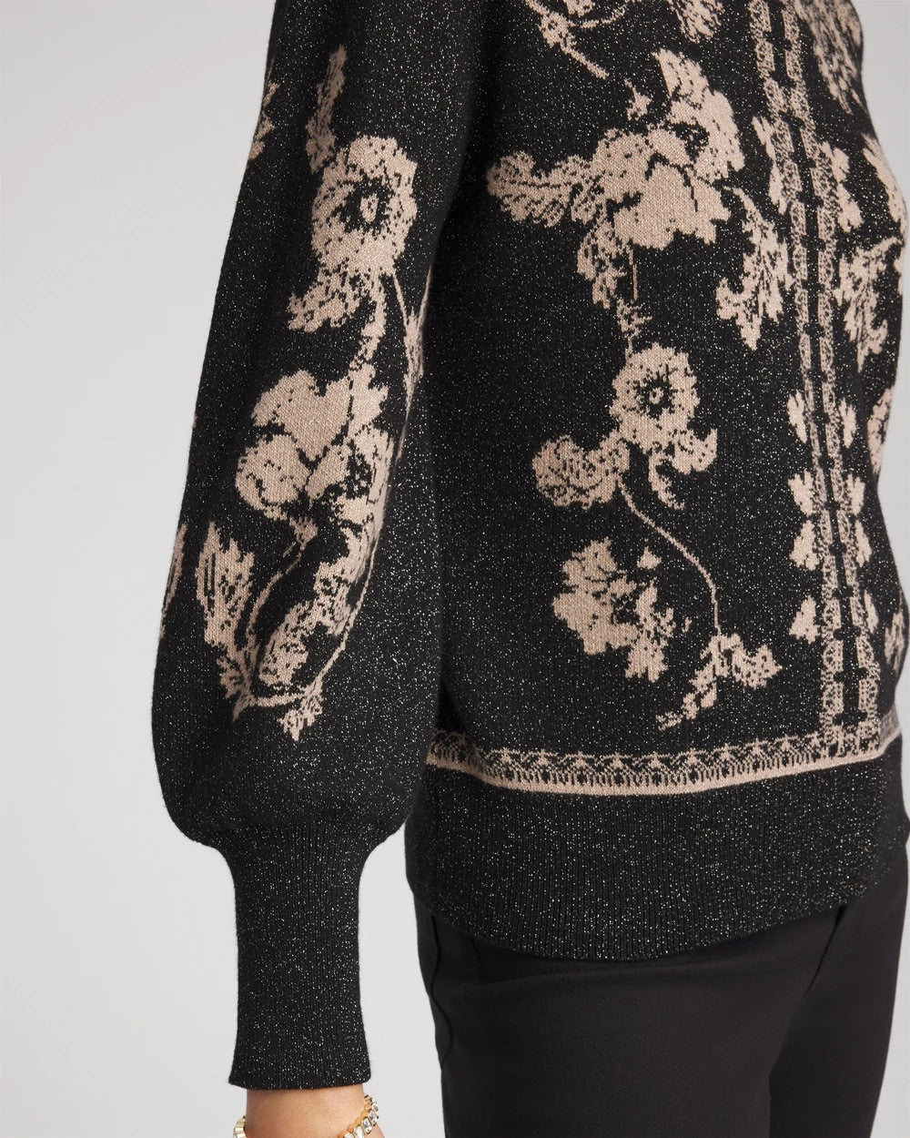 Black Bryne Jacquard Mockneck Pullover