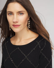 Black Sparkling Diamonds Pullover Sweater