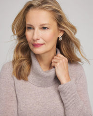 Taupe Heather Cowlneck Cashmere Pullover Tunic
