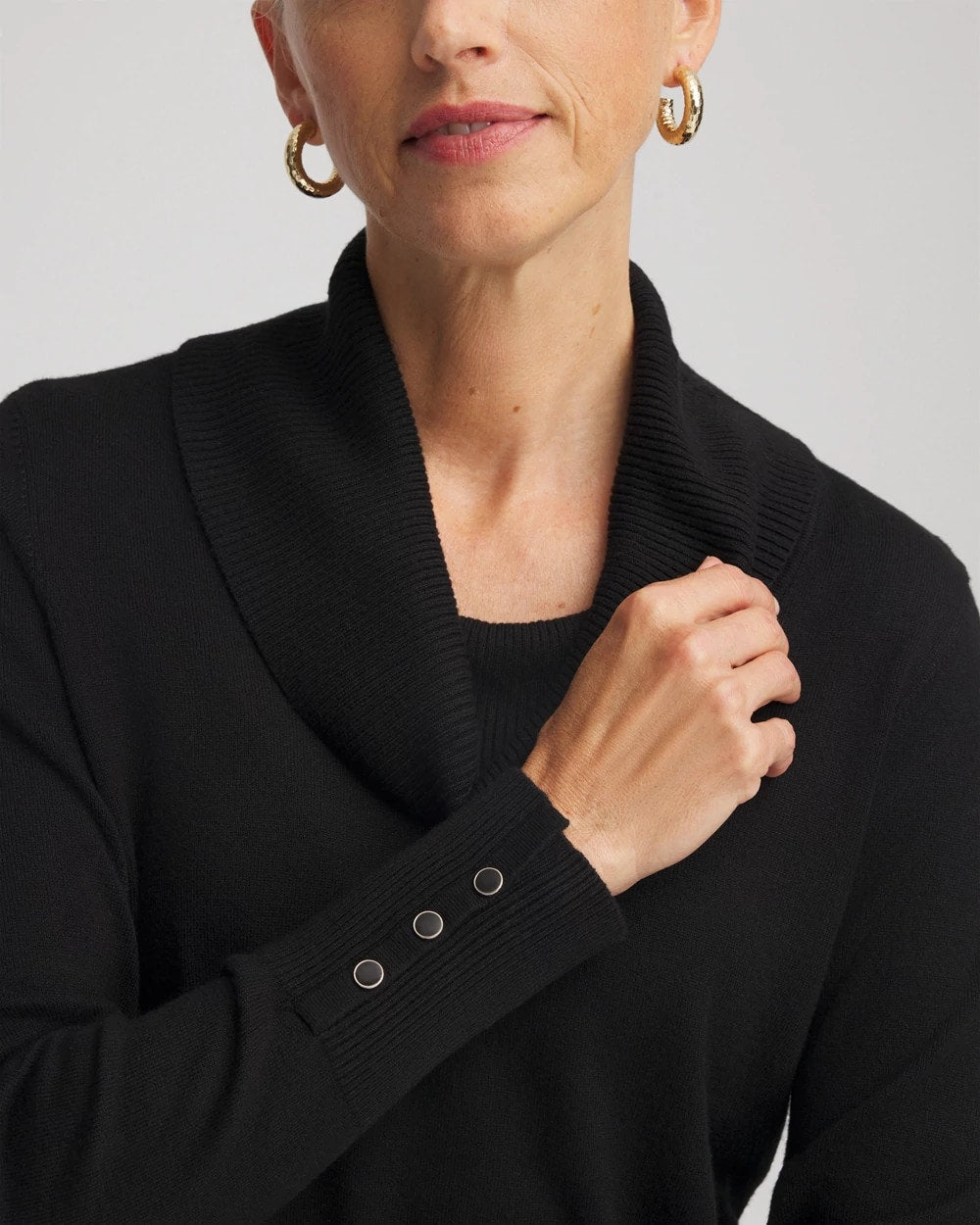 Black Cowlneck Long-Sleeved Sweater