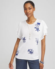 Blue Casa Ocean Motif Pullover Sweater