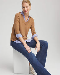 Caramel Apple Heather Camel Built-In Shirt Knit Sweater