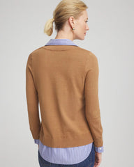 Caramel Apple Heather Camel Built-In Shirt Knit Sweater
