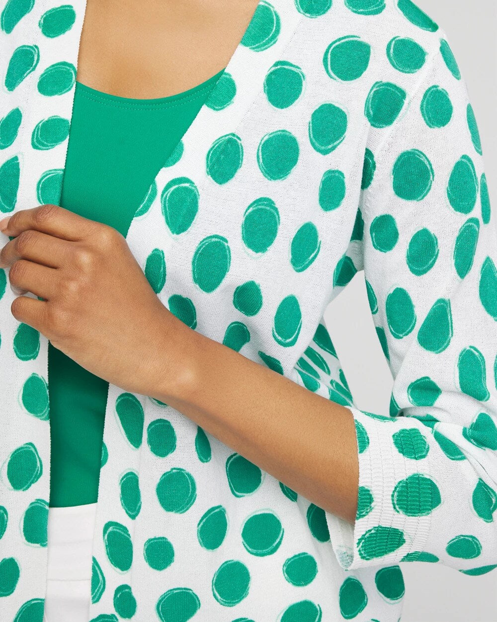 Alabaster Polka-Dot Summer Romance Short Cardigan