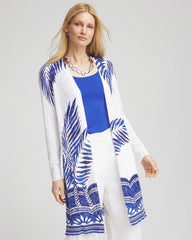 Alabaster Island Motif Pointelle Long Cardigan
