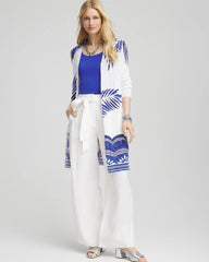 Alabaster Island Motif Pointelle Long Cardigan
