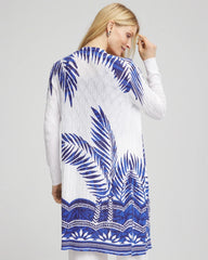 Alabaster Island Motif Pointelle Long Cardigan