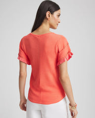 Melon Mambo Cutout Short-Sleeved Pullover Sweater