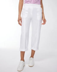 Alabaster Alabaster Poplin Cropped Roll Tab Pants