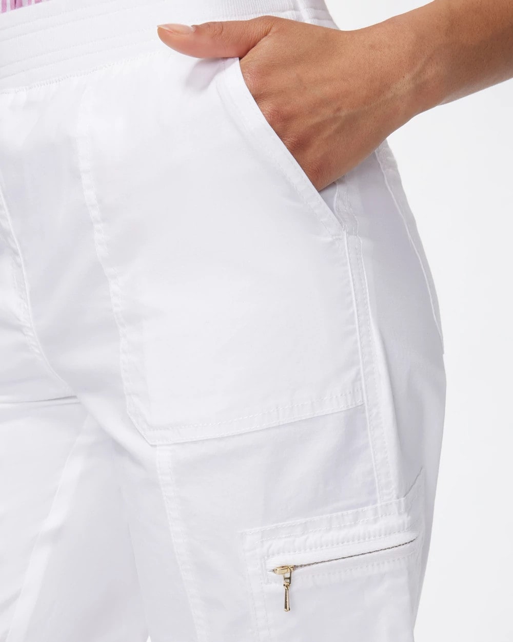 Alabaster Alabaster Poplin Cropped Roll Tab Pants