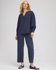 Passport Blue Stretch Crepe Tapered Ankle Pants