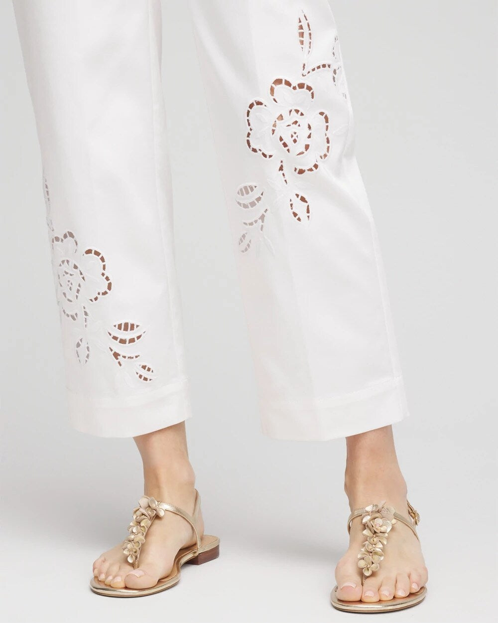 Alabaster Sateen Cutout Cropped Pants