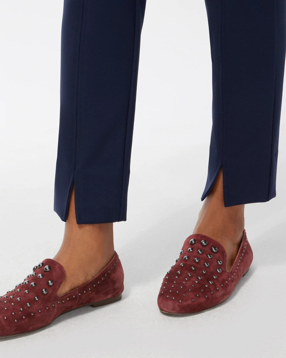 Ink Bi-Stretch Front Seam Slit Ankle Pants