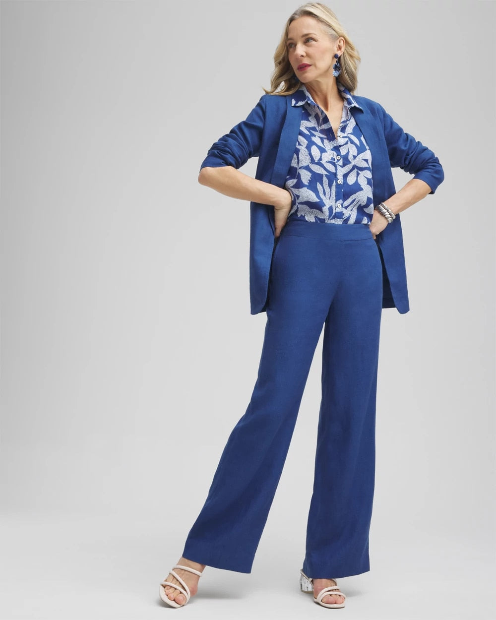 Naval Indigo Linen Trouser Flare Pants